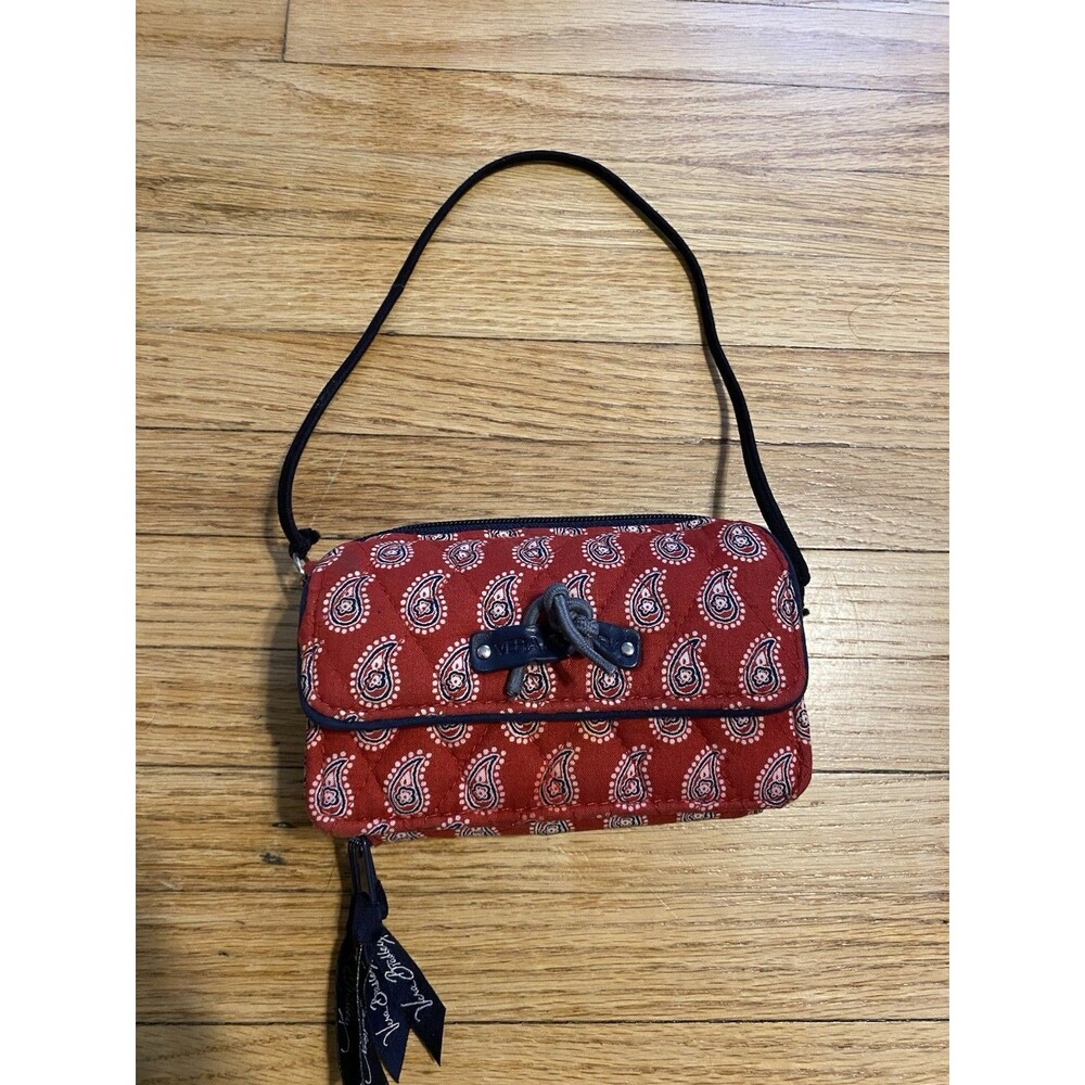 Vera Bradley Red Bandanna Paisly All in One Crossbody Wallet Purse